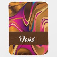 Abstract pink, blue and brown baby blanket