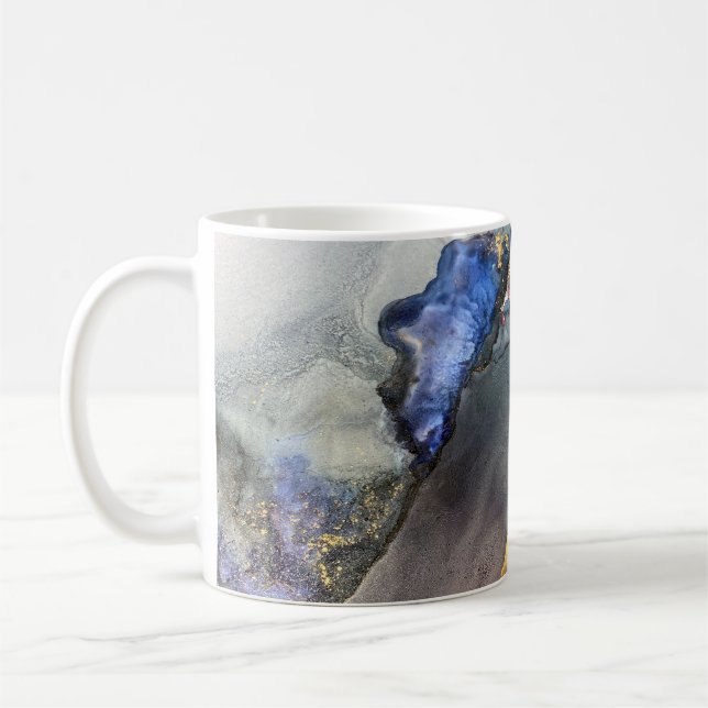 Abstract pink-blue background with beautiful smudg coffee mug (Left)