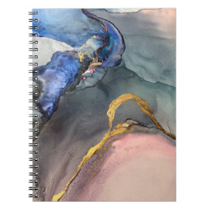 Abstract pink-blue background with beautiful smudg notebook