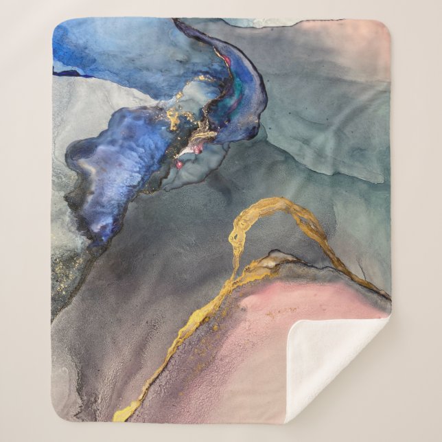 Abstract pink-blue background with beautiful smudg sherpa blanket (Front)