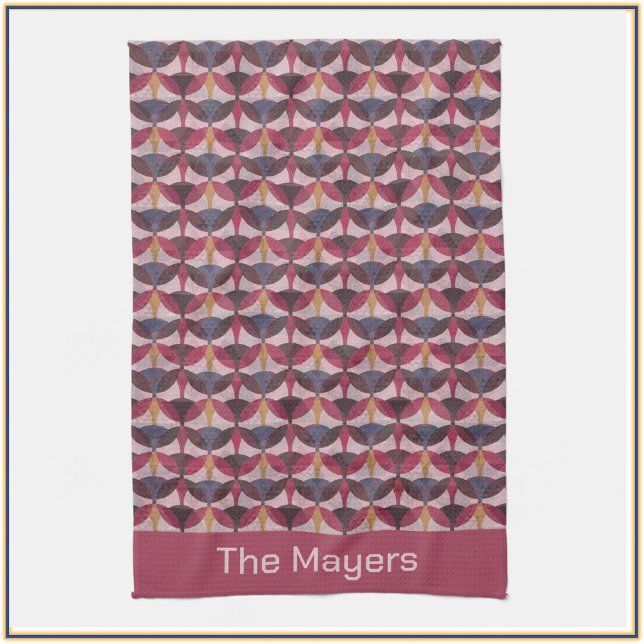 Abstract Pink Blue Gold Art Deco Vibe Kitchen Towel (Creator Uploaded)