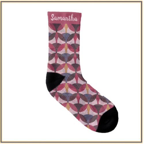 Abstract Pink Blue Gold Art Deco Vibe Socks