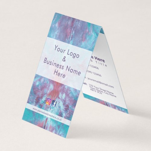 Abstract pink blue marbled tie dye business card