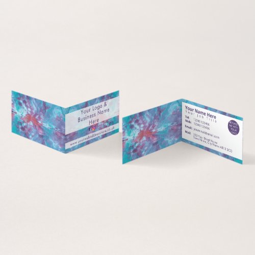 Abstract pink blue marbled tie dye effect business card