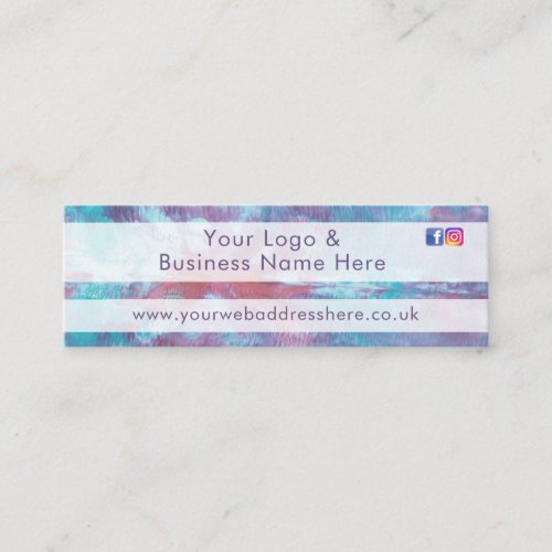 Abstract pink blue marbled tie dye effect mini business card
