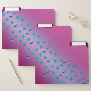 Abstract Pink & Blue Moonbeams and Butterflies File Folder