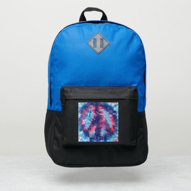 Abstract Pink Blue Peace Sign Print on Backpacks (Front)