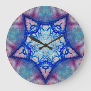 ABSTRACT PINK BLUE STAR LARGE CLOCK