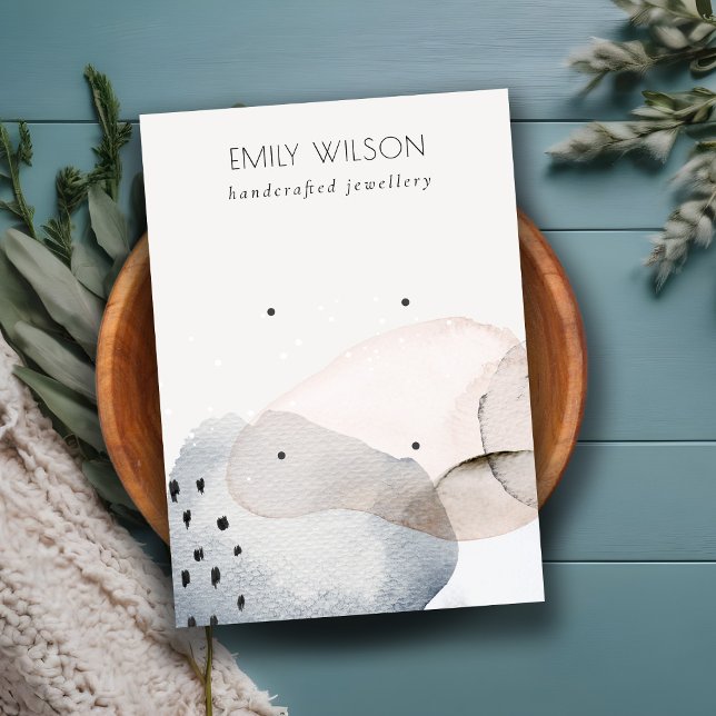 Abstract Pink Blue Watercolor 2 Earring Display Business Card (Creator Uploaded)