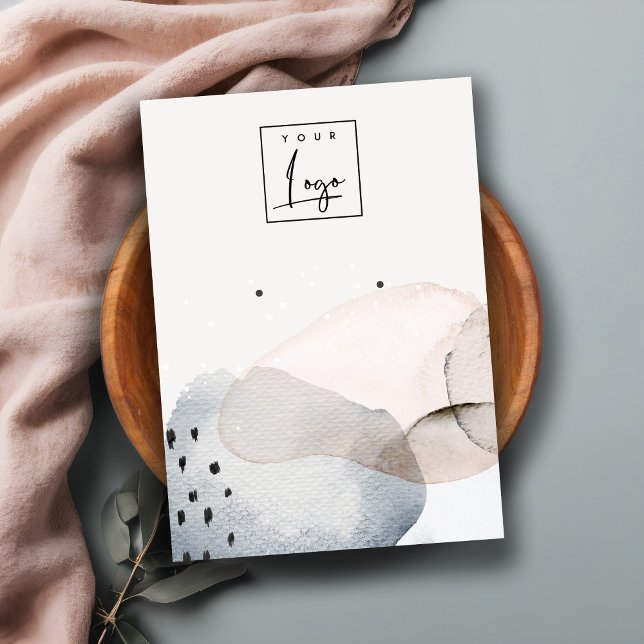 Abstract Pink Blue Watercolor Earring Logo Display Business Card (Creator Uploaded)