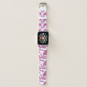 Abstract pink bluebell flowers seamless pattern on apple watch band