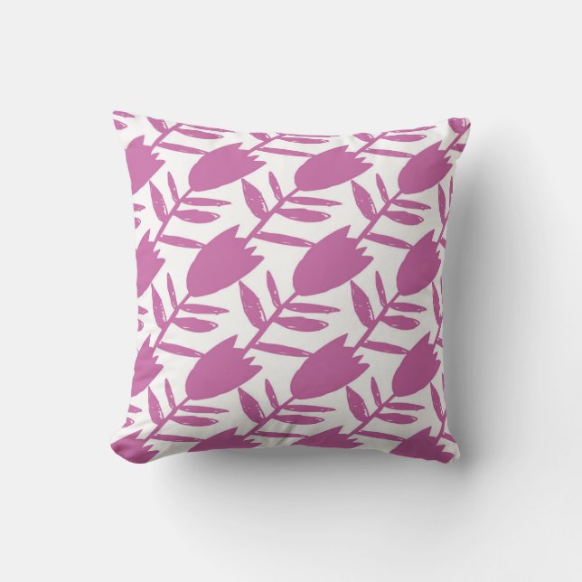 Abstract pink bluebell flowers seamless pattern on throw pillow (Front)