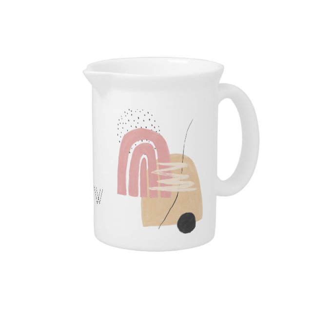 Abstract Pink Blush Modern Shape Porcelain Pitcher (Right)
