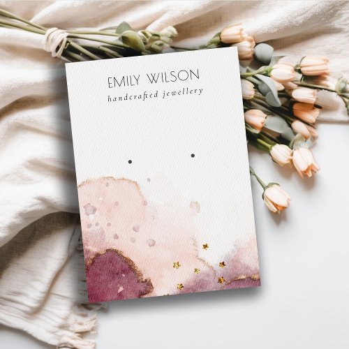Abstract Pink Blush Watercolor Earring Display Business Card