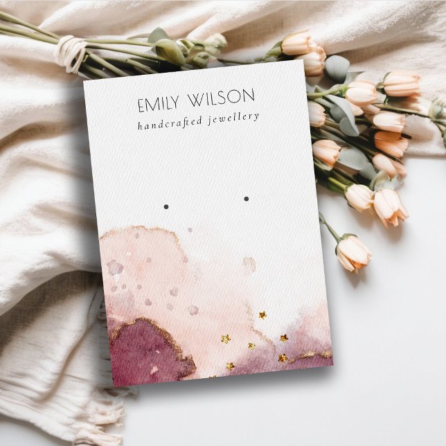Abstract Pink Blush Watercolor Earring Display Business Card (Creator Uploaded)