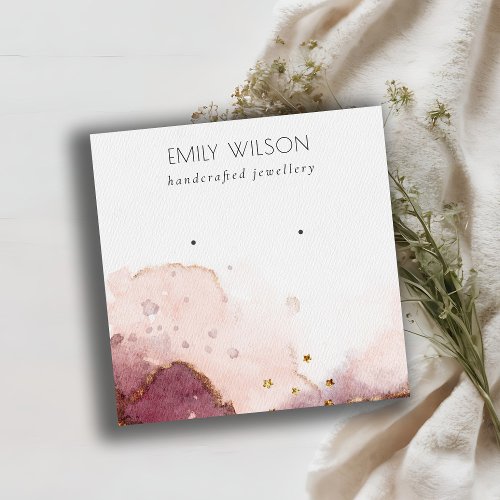 Abstract Pink Blush Watercolor Earring Display Square Business Card