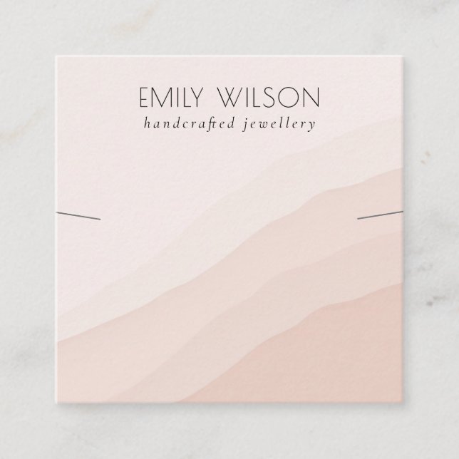 Abstract Pink Blush Waves Necklace Band Template Square Business Card (Front)