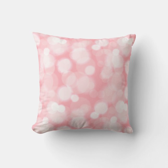 Abstract Pink Bokeh Fairy Lights Throw Pillow (Front)