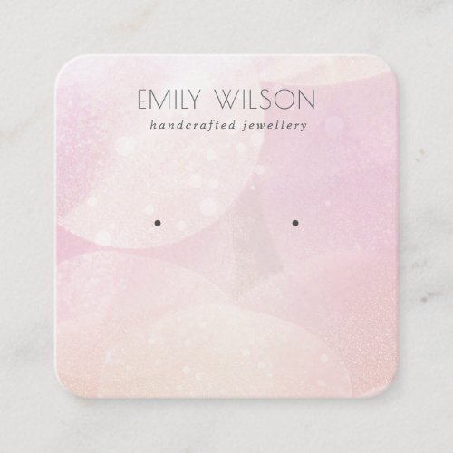 Abstract Pink Bokeh Holographic Earring Display Square Business Card