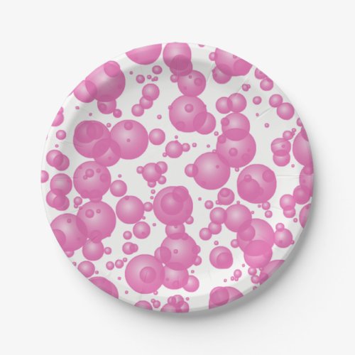 Abstract Pink Bubbles Paper Plates