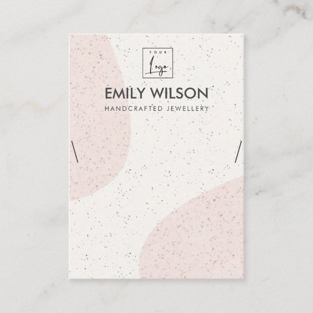 ABSTRACT PINK CERAMIC WAVE NECKLACE DISPLAY LOGO BUSINESS CARD (Front)