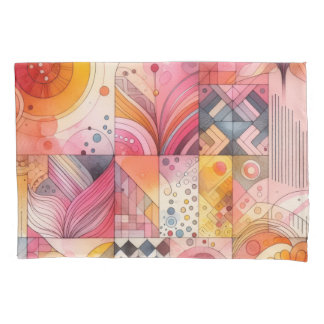 Abstract Pink Colorful Geometric Design Pillow Case