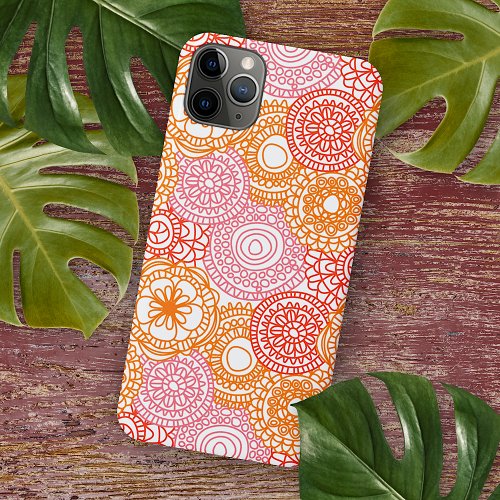 Abstract Pink Coral Red Orange Floral Art Pattern iPhone 11 Pro Max Case