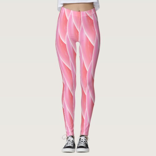 Abstract Pink Curly Wave Pattern 2 Leggings