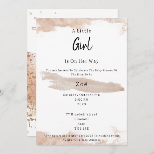 Abstract Pink Elements Sweet Baby Girl Baby Shower Invitation
