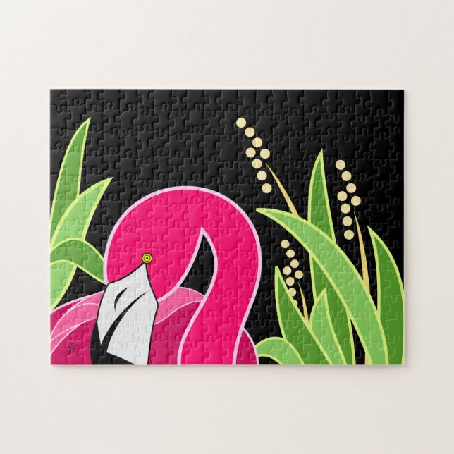 Abstract Pink Flamingo Art Jigsaw Puzzle (Horizontal)