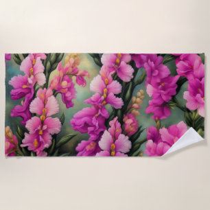 Abstract Pink Floral Beach Towel