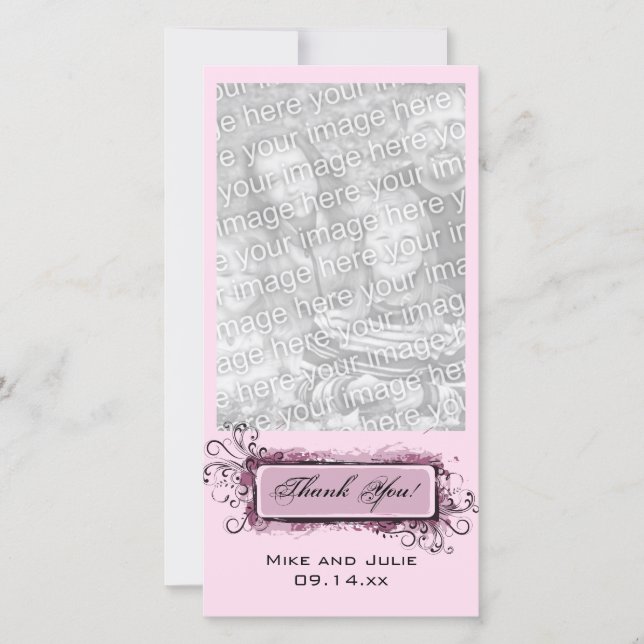 Abstract Pink Floral Thank You Card (Front)