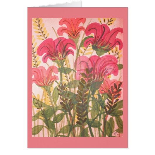 Abstract pink floral watercolor cards (Front)