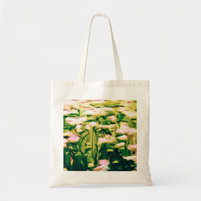 Abstract pink flower painting tote (Front)