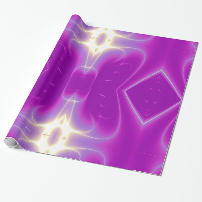ABSTRACT PINK FUCHSIA  LIGHT WAVES AND SWIRLS WRAPPING PAPER (Unrolled)