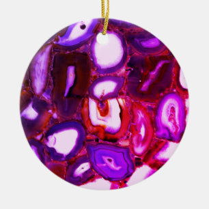 Abstract pink geode pattern, pink agates ceramic ornament