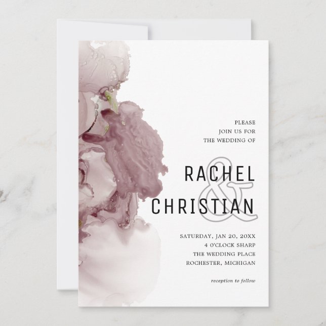 abstract pink geode wedding invitation (Front)