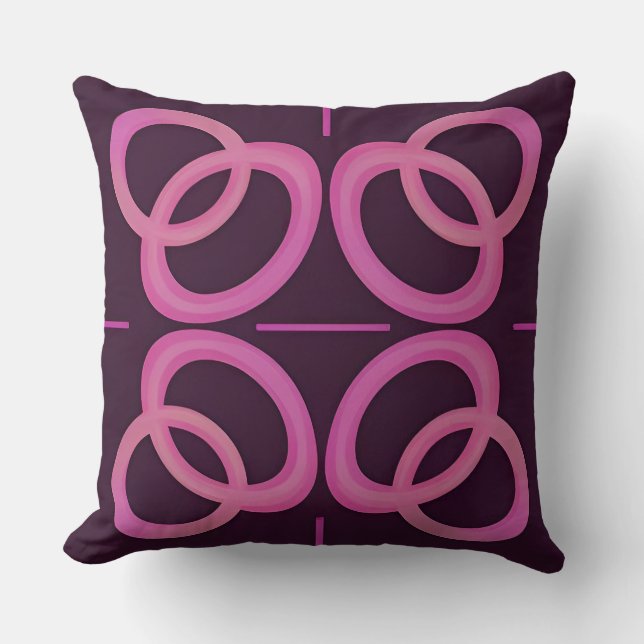 Abstract Pink Geometric Circle Pattern Throw Pillow (Front)