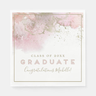 Abstract Pink & Gold Graduate Paper Napkin