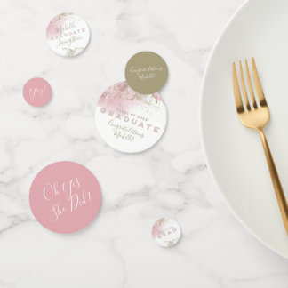 Abstract  Pink & Gold Graduation Confetti