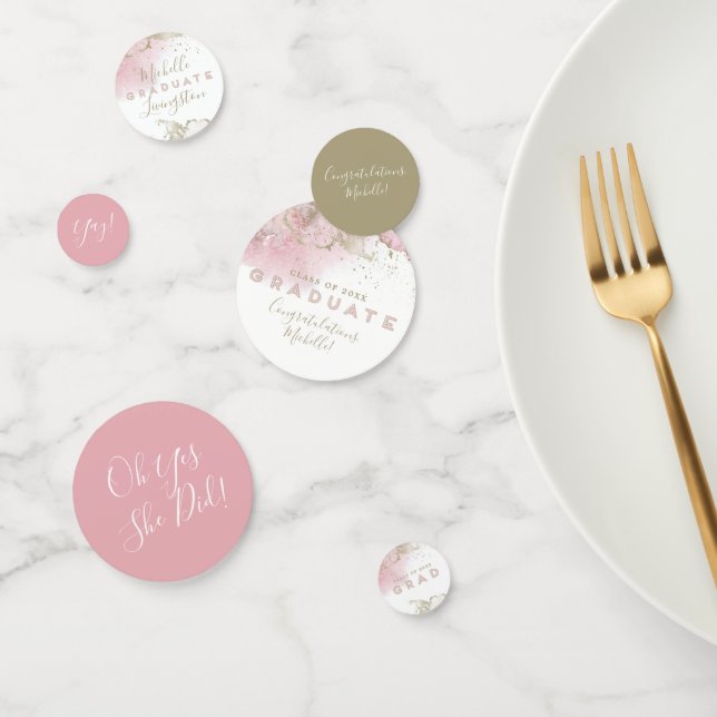 Abstract  Pink & Gold Graduation Confetti (Group)