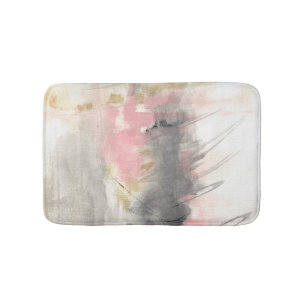Abstract Pink Gold Gray Modern Art Bath Mat