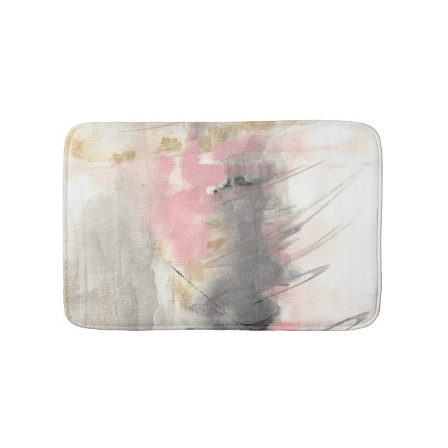Abstract Pink Gold Gray Modern Art Bath Mat (Front)