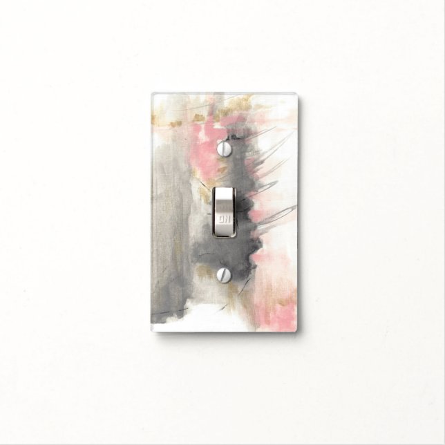 Abstract Pink Gold Gray Modern Art Light Switch Cover (In Situ)