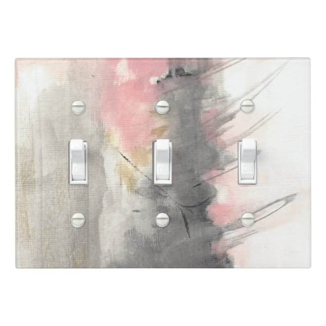 Abstract Pink Gold Gray Modern Art Light Switch Cover (In Situ)