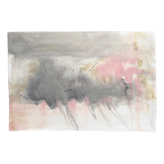 Abstract Pink Gold Gray Modern Painted Art Pillow Case (Front)