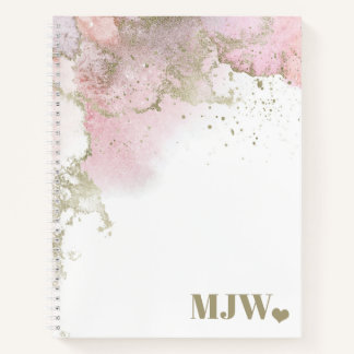 Abstract Pink & Gold Modern Monogram Notebook