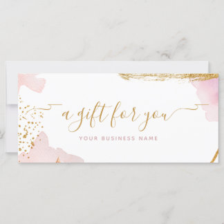 Abstract Pink Gold Script Watercolor Gift Voucher