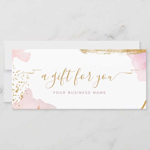 Abstract Pink Gold Script Watercolor Gift Voucher