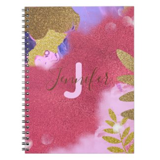 Abstract Pink Gold Shimmering Modern Glam Glitter Notebook